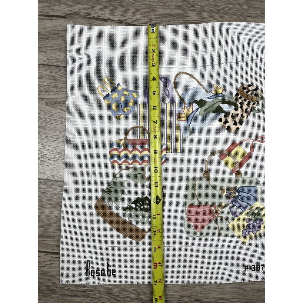 ROSALIE PETERS Handpainted Needlepoint Canvas Handbags Bags Pillow Design 13ct - Picture 4 of 9